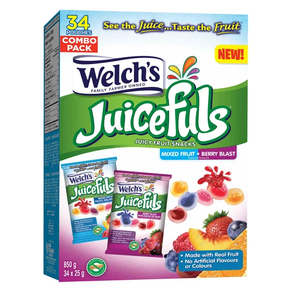 A box of Welch's Juicefuls Juicy Fruit Snacks.
