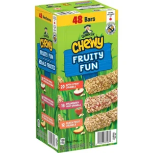 A box of Quaker Chewy Fruity Fun Granola Bars.