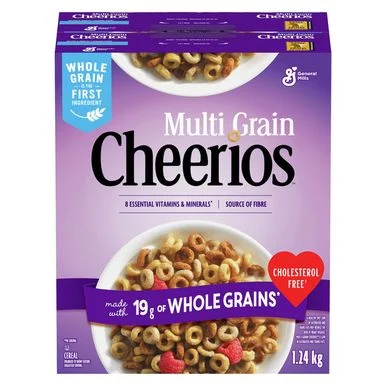 General Mills Multi Grain Cheerios cereal box.