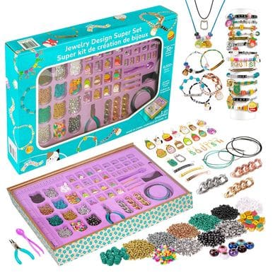 A Squishmallows DIY Jewelry Super Set with beads, charms and other items.