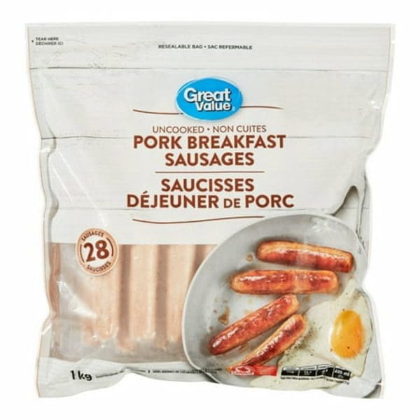 Great Value pork breakfast sausages.