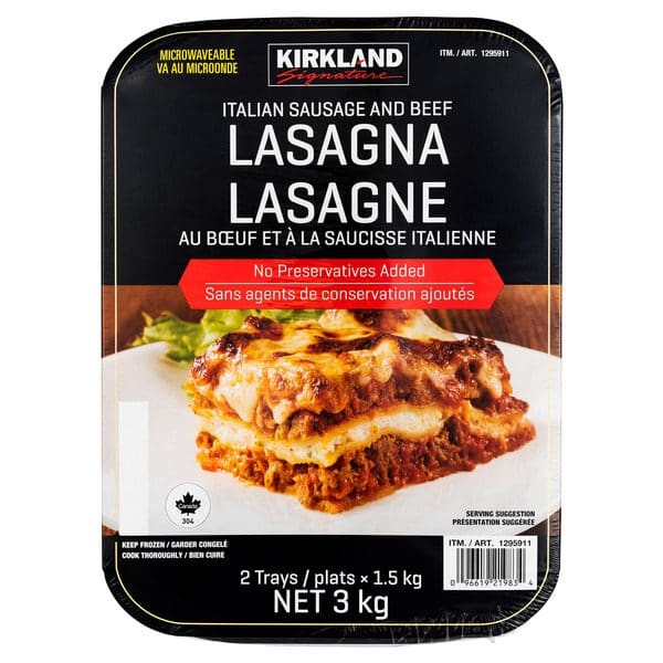 Kirkland Signature Sausage & Beef Lasagna: Kirkland Signature Sausage & Beef Lasagna.