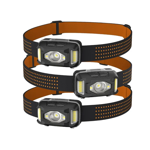 Three Duracell Hybrid Headlamps on a white background.