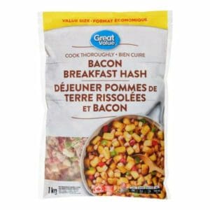 A bag of Great Value Bacon Breakfast Hash.