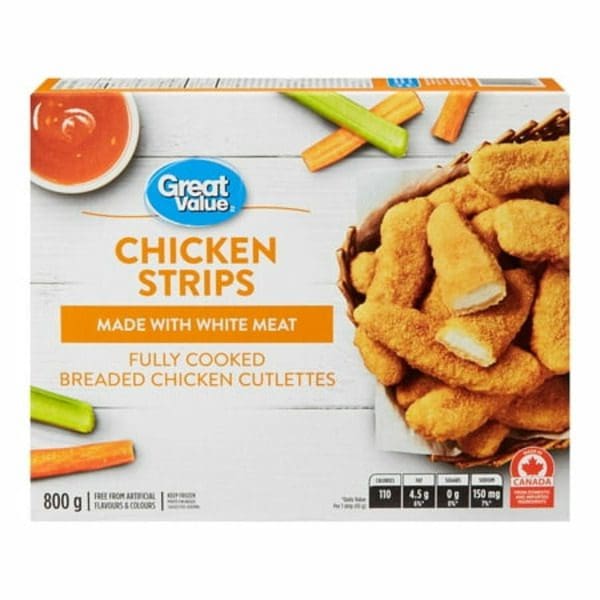 Great Value Chicken Strips in a box.