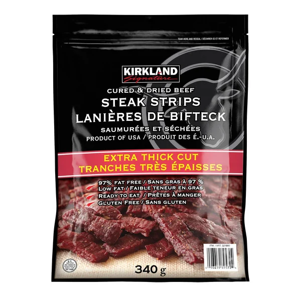 Kirkland Signature Extra Thick Steak Strips extra cut.