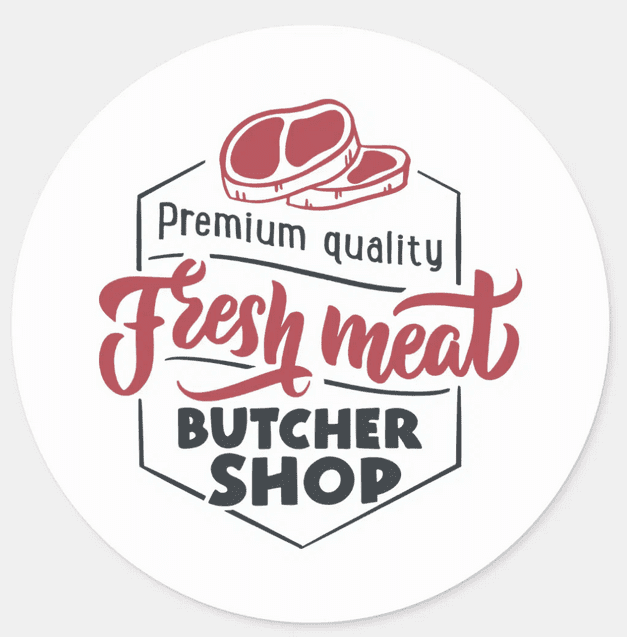 Beaver Lodge Box 5 butcher shop logo round sticker.