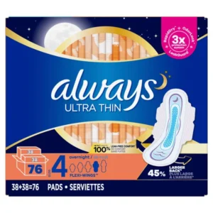 Always Ultra Thin Overnight Pads with Flexi-Wings.