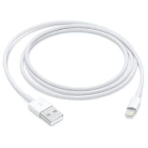 White USB to Lightning charging cable.