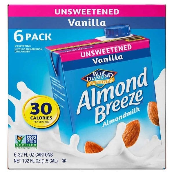 Unsweetened vanilla almond milk 6-pack.